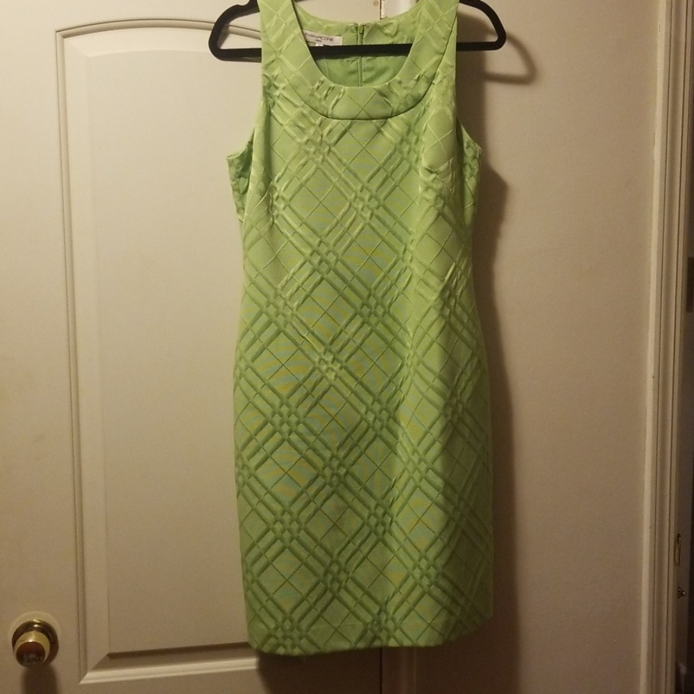 Fitted Lime green dress with very little stretch.